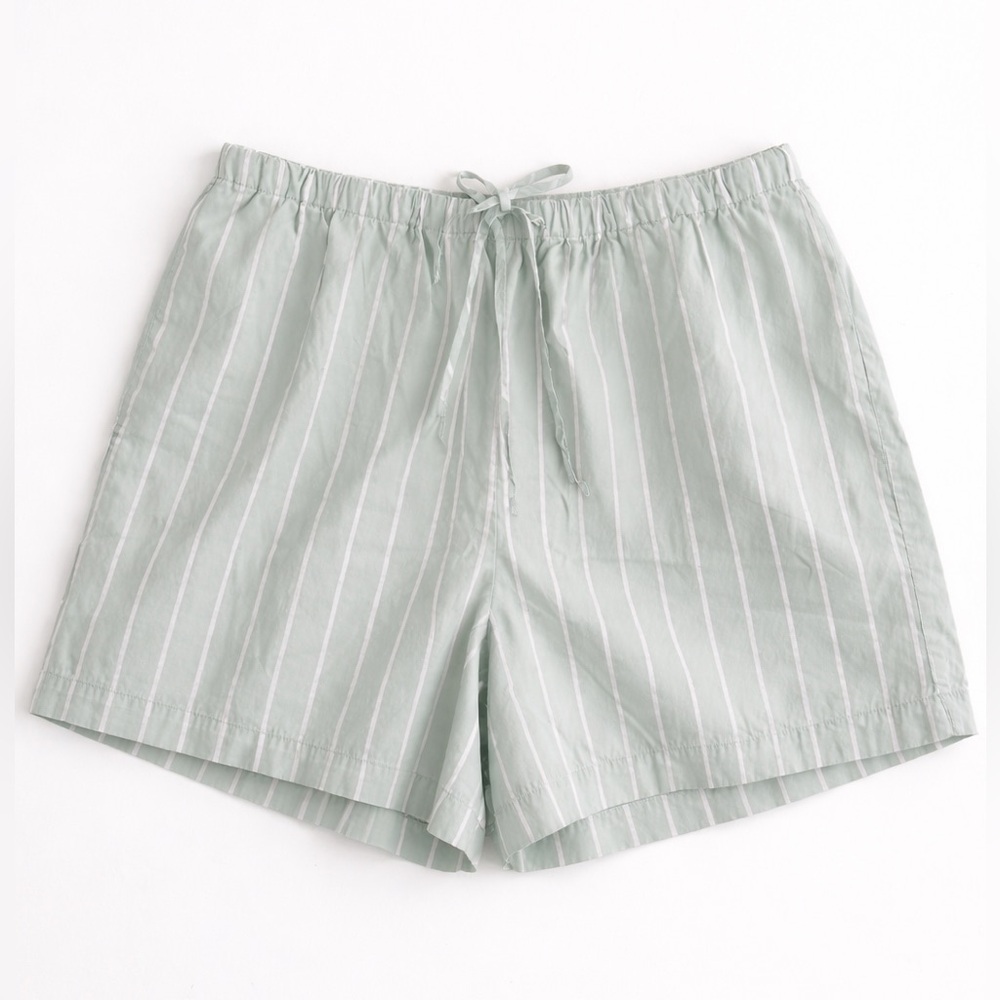 Banana Republic Sage Green Striped Cotton Shorts Drawstring Waist Size M